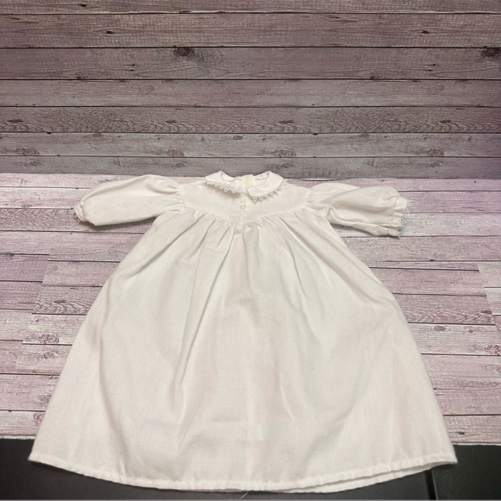 Cream Doll Dress with Puffy Sleeves and Empire Waist - Picture 3 of 8